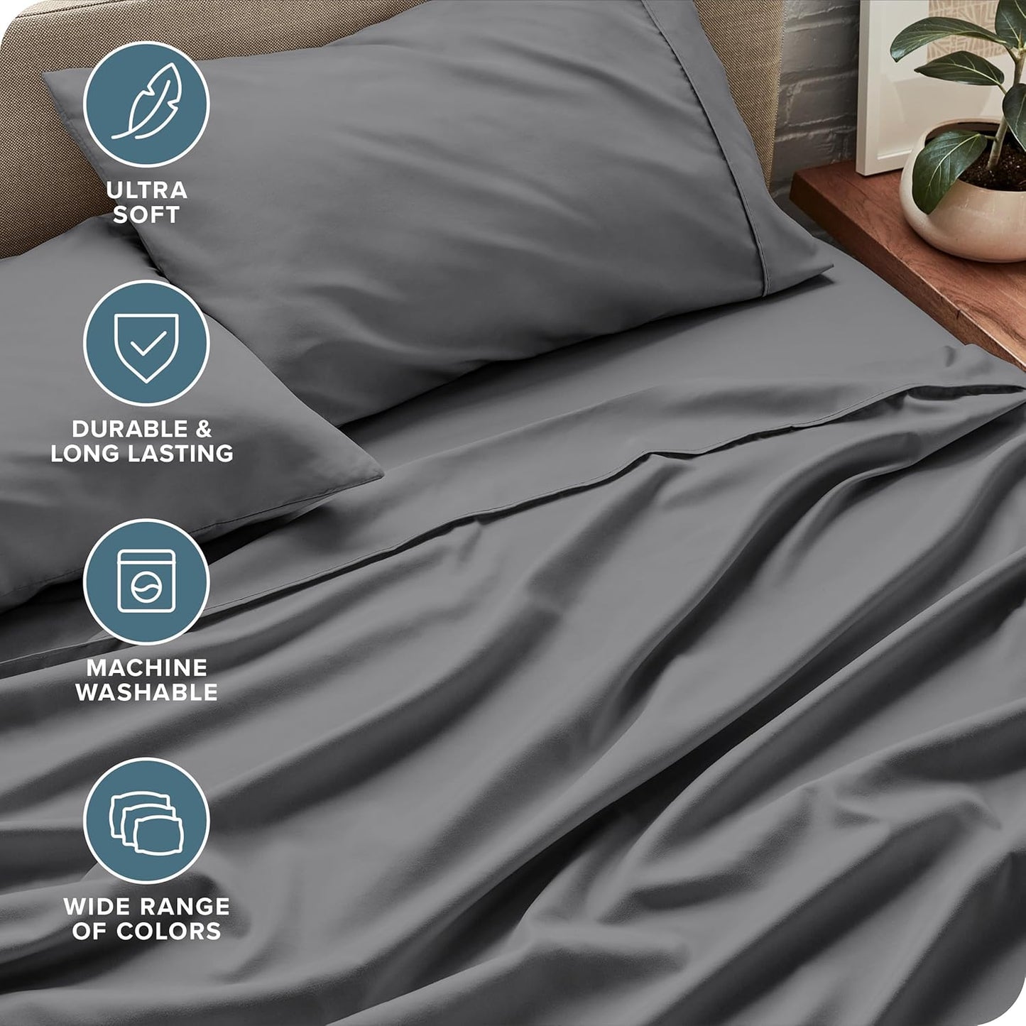 Solereth Queen Bed Sheet Set (Grey)